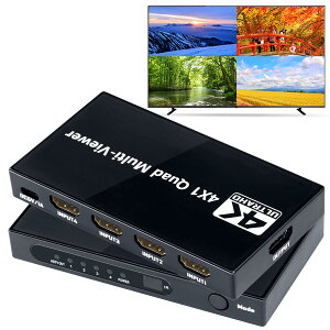 ELEVIEW 4K �}���`�r���[���[ HDMI ��ʕ����ؑ֊� 4����1�o�� 4�����\��(PBP) HDMI�X�C�b�`���[ �V�[�����X �u���ɐ؂�ւ� ���C�u�z�M��Web��c�E���ƁE�C�x���g�ȂǂɊ��p �����R���t�� EHD-707N