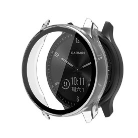 For Garmin vivomove Sport カバー PC素材 ガーミン vivomove Sport ケース ガラスフィルム一体型 全面保護 二重構造 防塵 日本旭硝子材 キズ防止 軽量