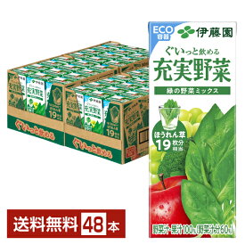 伊藤園 充実野菜 緑の野菜ミックス 200ml 紙パック 24本×2ケース（48本）【送料無料（一部地域除く）】 野菜ジュース