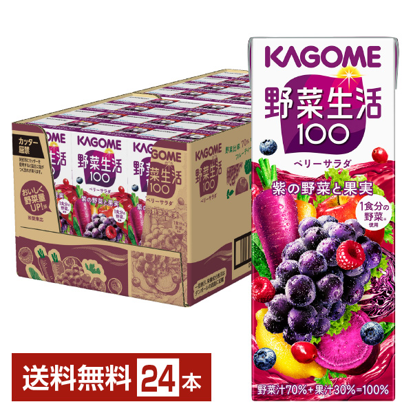 カゴメ 野菜生活100 ベリーサラダ 200ml×24本 紙パック (野菜・果実