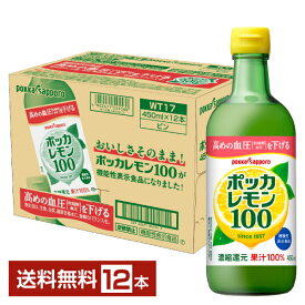 機能性表示食品 ポッカサッポロ ポッカレモン100 450ml 瓶 12本 1ケース【送料無料（一部地域除く）】