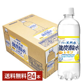 サンガリア 伊賀の天然水 強炭酸水レモン 500ml ペットボトル 24本 1ケース 【送料無料（一部地域除く）】