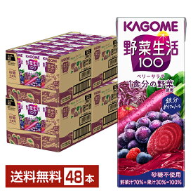 カゴメ 野菜生活 100 ベリーサラダ 200ml 紙パック 24本×2ケース（48本）【送料無料（一部地域除く）】 野菜ジュース