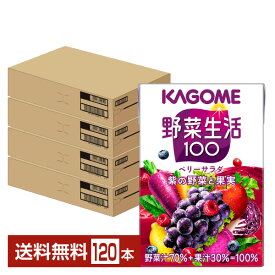 カゴメ 野菜生活 100 ベリーサラダ 100ml 紙パック 30本×4ケース（120本）【送料無料（一部地域除く）】 野菜ジュース