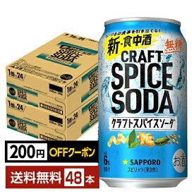 【先着順 最大300円OFFクーポン取得可】サッポロ クラフトスパイスソーダ 350ml 缶 24本×2ケース（48本）【送料無料（一部地域除く）】 チューハイ サッポロビール 無糖