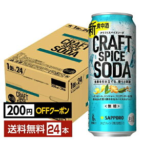 【先着順 最大300円OFFクーポン取得可】サッポロ クラフトスパイスソーダ 500ml 缶 24本 1ケース【送料無料（一部地域除く）】 チューハイ サッポロビール 無糖