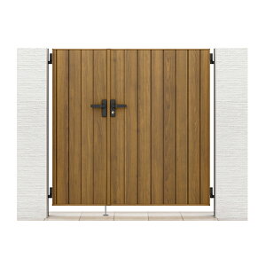 LIXIL リクシル 開き門扉AA TM1型(木調) 両開き 親子仕様 04・08-12 柱使用 アルミ形材柱 扉1枚寸法 400・800×1200 シリンダーRD錠