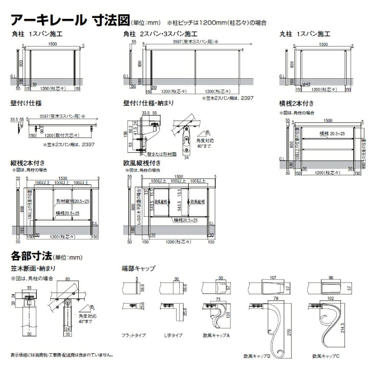 楽天市場】【部品のみ】 リクシル 手すり アーキレール 側面 