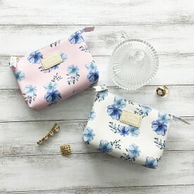 ナチュラル フラワー Wポーチ かわいい おしゃれ 綺麗め 花柄 大人 プレゼント ギフト レディース 便利 大容量 コスメポーチ 収納たっぷり