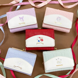 サンリオ 公式 公認 ハローキティ シナモロール マイメロディ クロミ ポチャッコ キティちゃん シナモン 型押し がま口 ミニ財布 口金財布 サンリオキャラ かわいい パステルカラー レディース グッズ プレゼント 可愛い ギフト 財布 新学期 通学 新生活 ギフト 三つ折り