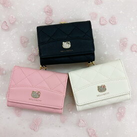 サンリオ 公式 公認 ハローキティ キティちゃん キティ がま口 ミニ財布 口金財布 サンリオキャラクター かわいい 平成 平成レトロ キラキラ ラインストーン キルティング レディース プレゼント 財布 新学期 通学 新生活 三つ折り