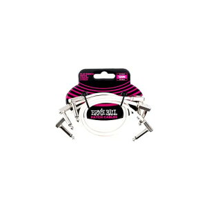 ERNIE BALL 6386 �t���b�g�E���{���E�p�b�`�P�[�u�� �z���C�g 3�{�p�b�N 12�C���` 30cm EB 6386 12" FLAT RIBBON PATCH CABLE 3P WH