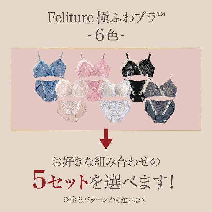 楽天市場】Feliture極ふわブラ ブラ＆ショーツセット 5set ブラジャー 