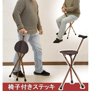 ステッキチェア 椅子付き 折りたたみ ワンタッ ハイグレード ステッキ 杖 軽量 スタイリッシュ 折畳み式 敬老の日 釣り ゴルフ観戦 お年寄り