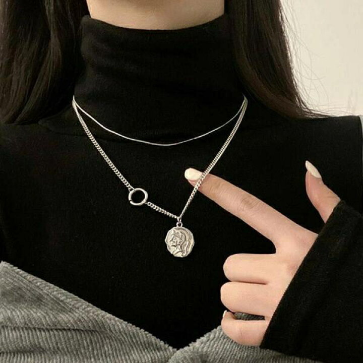 楽天市場】シルバーチェーンネックレス 2点セット ネックレス 