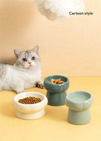 【★店内全品対象クーポン有★】 猫 食器 フードボウル 陶器製ペット用ボウル 高さ設計で食べやすい おしゃれなデザイン