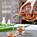 ガラス製 徳利 冷酒器 400ml 氷ポケット付 耐熱 日本酒 ワイン用 デキャンタ 水差し
