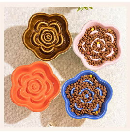 【★店内全品対象クーポン有★】 ペットフードボウル 陶器製 斜めデザイン 早食い防止 おしゃれ