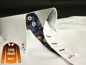 沖縄 アロハ メンズ ボタンダウン シャツ 長袖 クールビズ おしゃれ 限定 紅型 白 ホワイト系 無地 【楽アイロン】【形態安定シャツ】 【楽ギフ_包装】【rcp】【mlso-wt02-4823】