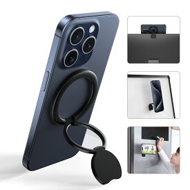 【超強両面マグネット】Bolvunes スマホリング MagSafe対応 スマホスタンド 携帯リング 超強両面マグネット マグセーフ リング 強力 横縦両立 スマホ落下防止/角度調整可能 磁気増強メタルリング付き iPhone Androidなど全機種対応 おしゃれ