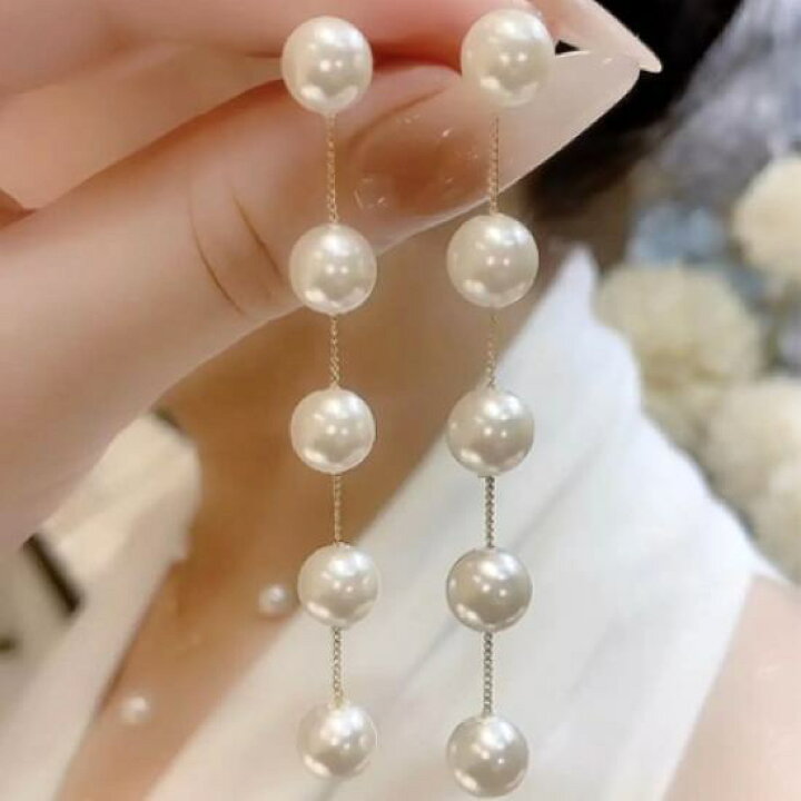 楽天市場】【取寄】パールピアス ロング ドロップ シルバー レディース 