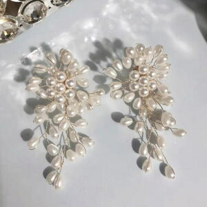 【取寄】パールピアス ワイヤー タッセル ビーズ ビッグ フラワー 花 花火 レディース 大人 ピアス パール キャッチ きれいめ カジュアル かわいい おしゃれ かわいい 個性的 大ぶり ぶら下