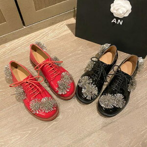 【取寄】オックスフォードシューズ ローファー 花 フラワー モチーフ シューズ フラット ぺたんこ レディース 大人 春 夏 秋 冬 靴紐 個性的 歩きやすい 履きやすい おしゃれ かわいい カジ