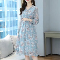 楽天市場】シフォンワンピース ブルー 花柄の通販 