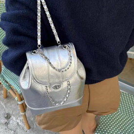 【取寄】バックパック レディース バッグ 鞄 かばん リュックサック 小さめ コンパクト チェーンバッグ 防水 カジュアル お出かけ おしゃれ 無地 カラー豊富 ファッションバッグ ミニリュック 肩掛け