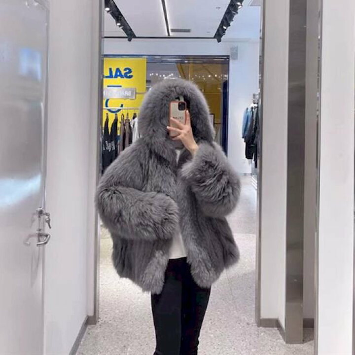 楽天市場】【取寄】コート フード付き フェイクファー コート ショート  