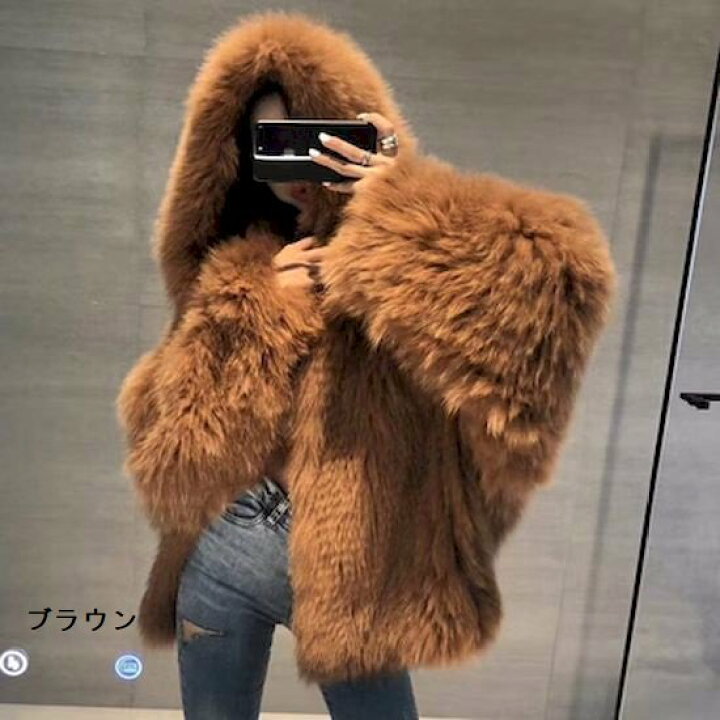 楽天市場】【取寄】コート フード付き フェイクファー コート ショート  