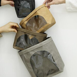 【取寄】収納バッグ ペーパーバッグ 収納袋 保存袋 紙袋 クラフト 牛革 本革 紙 洗える 衛生的 おしゃれ シースルー インテリア 小物 雑貨 ボックス キッチン 保存 保存袋 野菜 果物 自立 折