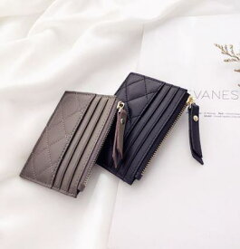【取寄】カードケース レディース 薄型 ジッパー 小銭入れ 無地 コンパクト 大人女子 エレガント 上品 シンプル デート ショッピング 通勤 かわいい シープスキン カード入れ カード収納 ポケット 名刺入れ ポイントカード クレジットカード 定期入れ ブラック アプリコット