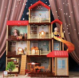 【取寄】子供 おもちゃ 女の子 ドールハウス 組み立てキット 人形の家 ミニチュア ハウス コレクション 家具付き 4階建て 高見え 高級感 豪華 大型 大きなお家 可愛い おうち おうち時間 おうち遊び おままごと ごっこ遊び こども 子ども 誕生日 クリスマス プレゼント