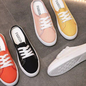 【取寄】スニーカー レディース 白 黒 ぺたんこ フラット キャンバス ローカット シューズ 夏新作 夏 楽ちん 履きやすい 痛くない 疲れにくい 走れる シンプル カジュアル カジュアルシュー