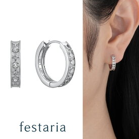 【10％OFF】6/2(日)9:59まで【 festaria bijou SOPHIA 】 ピアス フープ (外径:約14.6mm) K10/K18 WG ホワイトゴールド ダイヤモンド ホワイトトパーズ 11月誕生石 ギフト プレゼント ジュエリー レディース