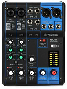���}�n YAMAHA 6�`�����l���~�L�V���O�R���\�[�� MG06 �ōő�2 Mic / 6 Line���� �}�C�N�v���A���v�uD-PRE�v���� ��