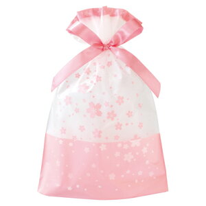 SKR-RBS さくらリボン付PEギフトバッグ-S 20枚 { ギフト ラッピング 包装資材 おしゃれ かわいい バッグ シール カード }{ 子供会 景品 お祭り くじ引き 縁日 }603