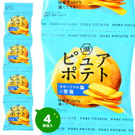 湖池屋 ピュアポテト 厚切りひとくちカット オホーツクの塩と岩塩 4連 { 駄菓子 お菓子 ポテトチップス …