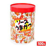 ソースうまかつ 100個装入 { 駄菓子 お菓子 ソースうまカツ ソースカツ }{ 子供会 景品 お祭り くじ引き …