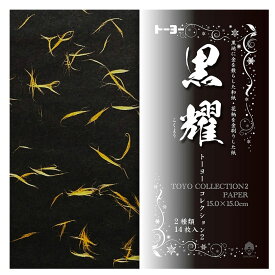 トーヨー 黒耀 トーヨーコレクション 2 010635 { 文具 文房具 手芸 クラフト 工作 紙 手作り }{ 新入学文具 おりがみ 折紙 折り紙 和紙 日本 和 黒 金 花柄 文様 デザイン 日本 和 お土産 }412[25K08]{配送区分D}