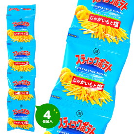 4連 スティックポテト じゃがいもと塩 { おかし おやつ 子供会 景品 子供 お祭り くじ引き 縁日 販促 配布 夏祭り 幼稚園 保育園 問屋 パーティー イベント }{ 駄菓子 お菓子 スナック ポテト 小分け 個装 個包装 配布 食べきり }[26B04]{配送区分D}