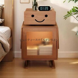 無垢材製 木製ロボット収納キャビネット 扉付き引き出し付き 北欧風おしゃれデザイン リビングルーム ダイニング ベッドサイド 子供用おもちゃ整理 省スペース ナチュラル素材 プロ仕様収納家具 120cm幅 リビング収納