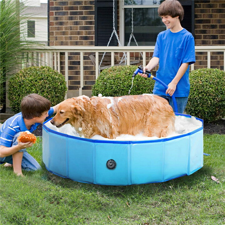 メーカー再生品 空気入れ不用! ペットプール 犬用プール 子供用プール 折り畳み Ninonly プール 子供用 ペット用 犬用プール バスプール 頑丈設計 折りたたみ式 収納便利 排水キャップ付 空気入れ不要 お庭用 直径120x