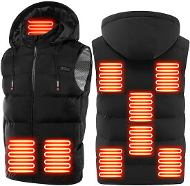 電熱ベスト 加熱ベスト ヒートジャケット取り外し可能な帽子 カーボンヒーター 加熱服 USB充電式 急速発熱 保温防寒対策 秋冬用 9箇所発熱 独立温度設定 3段階温度制御 超軽量 臭くない 水洗い防寒ベスト 男女兼用
