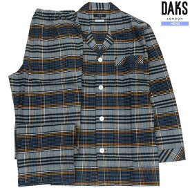 DAKS パジャマ ダックス 8%OFF メンズ ブランド ギフト プレゼント ラッピング無料 秋冬 日本製 ネル生地 チェック 前開き 紳士 長袖 長ズボン グレー 24/5/4 230524