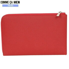 SALE60%OFF COMME CA MEN コムサメン 本革 角シボ レザー クラッチバック 赤 22/11/2 101122 23.10sage