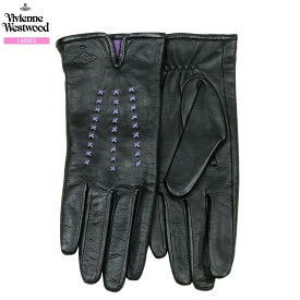新古品 ヴィヴィアンウエストウッド 手袋 Vivienne Westwood レディース ブランド ギフト プレゼント 本革 ORB刻印 ステッチ装飾 ラムレザー グローブ 黒 24/11/3 141124【送料無料】