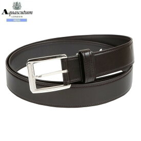 訳あり商品 アクアスキュータム レザーベルト Aquascutum メンズ ブランド 日本製 本革 ロゴ＆チェック刻印 チョコ 0309BF