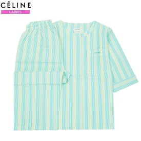 SALE45%OFF【CELINE】セリーヌ 日本製 ストライプ ヘンリーネック 婦人 パジャマ(七分袖＆七分丈ズボン) 緑『20/5/5』270520【送料無料】